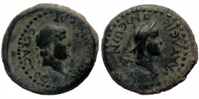 Lycaonia, Iconium AE (Bronze, 7.13g, 25mm) Nero (54-66) Issue: 62/5
Obv: ΝƐΡWΝ ΚΑΙϹΑΡ ϹƐΒΑϹΤΟϹ; laureate head of Nero, r.
Rev: ΚΛΑΥΔƐΙΚΟΝΙƐWΝ; head of...