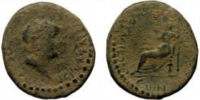 Lycaonia, Iconium AE (Bronze,12.83g, 27mm) Nero (54-68) Issue: 62/5
Obv: ΝƐΡⲰΝ ΚΑΙϹΑΡ ϹƐΒΑϹΤΟϹ; laureate head of Nero, r.
Rev: ΠΟΠΠΑΙΑ(Ϲ) ϹƐΒΑ(Ϲ)ΤΗ ΚΛ...