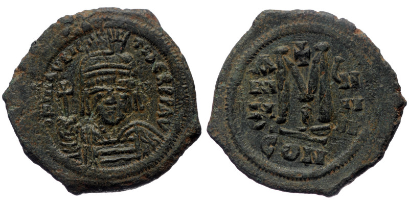 Maurice Tiberius (582-602) AE Follis (Bronze, 30mm, 12.47) Constantinople, 2nd o...