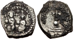 Heraclius with Heraclius Constantine (610-641) AR Hexagram (Silver, 22mm, 6.06g) Constantinople, 615-638.
Obv: ∂∂ NN ҺЄRACIIЧS Єτ ҺЄRA CONSτ P P A, H...