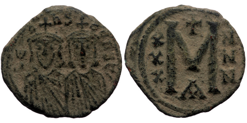 Leo III The "Isaurian", with CONSTANTINE V (717-741) AE Follis (Bronze, 5.30g, 2...