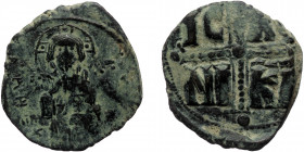 Michael IV the Paphlagonian (1034-1041) AE Anonymous Follis (Bronze, 8.48g, 27mm) Constantinople
Obv: + EMMA-NOVHL around, IC-XC to right and left of ...