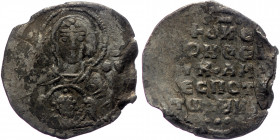 Romanus IV Diogenes (1068-1071) Constantinople AR 2/3 Miliaresion )Silver, 18 mm,1.03g)
Obv: MHP - ΘV, Facing bust of the Virgin Mary, holding Christ ...