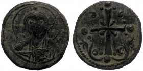 Anonymous Folles class I, time of Nicephorus III, circa 1078-1081 AE Follis (Bronze, 22mm, 4.31g) Class I, Constantinopolis. 
Obv: Bust of Christ faci...