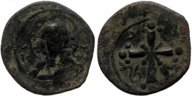 Nicephorus III (1078-1081) AE Anonymous Follis (Bronze, 25 mm, 5.28g) Constantinopolis. 
Obv: Bust of Christ facing, nimbate and slightly forked beard...