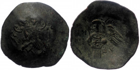 Latin Rulers of Thessalonica (1204-1224) BI trachy (Bronze, 28mm, 3.21g). 
Obv: IC-XC, nimbate Christ seated facing 
Rev: Emperor, crowned and wearing...