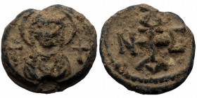 Unreaserched lead seal (Lead, 5.97g, 19mm) 
Obv: Nimbate bust of the Virgin. Cross in left and right field
Rev: Four letters cruciform monogram
