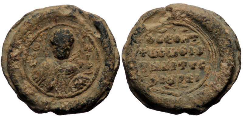 Unreaserched Lead seal (Lead, 22mm, 11.17g) 
Obv: Nimbate facing bust of Saint T...