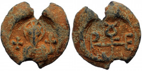 Unreaserched lead seal (Lead, 9.06g, 23mm) 
Obv: Nimbate bust of the Virgin. Cross in left and right field
Rev: Cruciform monogram