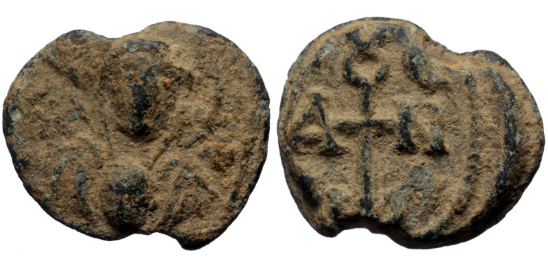 Unreaserched Lead seal (Lead, 19mm, 5.31g) 
Obv: Facing bust of the Virgin Mary,...