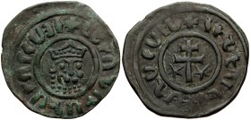 Cilician Armenia, Levon I (1198-1219). Æ Tank (30mm, 6.91g)
Obv: Crowned leonine head facing slightly r.
Rev: Patriarchal cross; five-pointed star t...
