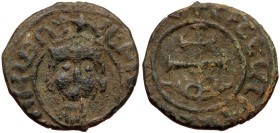 Cilician Armenia Hetoum II (1289-1305) Ae Kardez (Bronze, 4.33g, 22mm)
Obv: Crowned head of king facing.
Rev: Patriarchal cross terminating in flora...