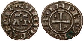 Sicily, Henry VI and Constance (1194-1196) AR Denaro (Silver, 0.67g, 17mm) Brindisi.
Obv: + HE INPERATOR, Cross potent, two stars in field
Rev: + C ...