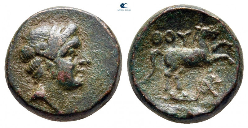 Lucania. Thourioi circa 250-200 BC. 
Bronze Æ

13 mm, 2,92 g



good very...