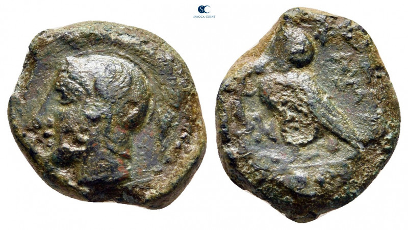 Sicily. Kamarina circa 410-405 BC. 
Bronze Æ

15 mm, 2,46 g



nearly ver...