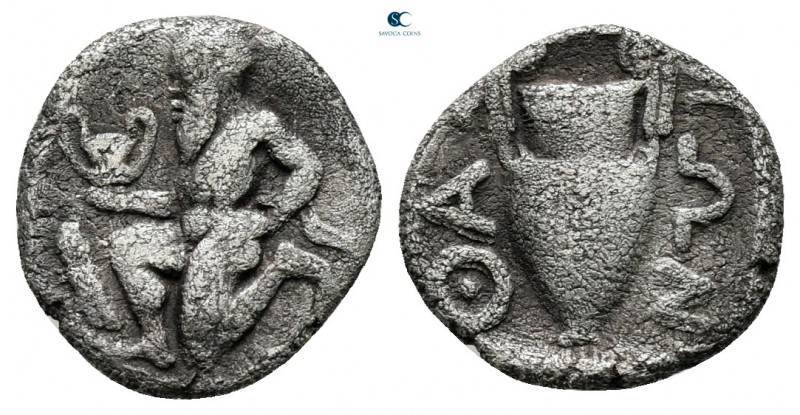 Islands off Thrace. Thasos circa 412-340 BC. 
Trihemiobol AR

12 mm, 0,78 g
...