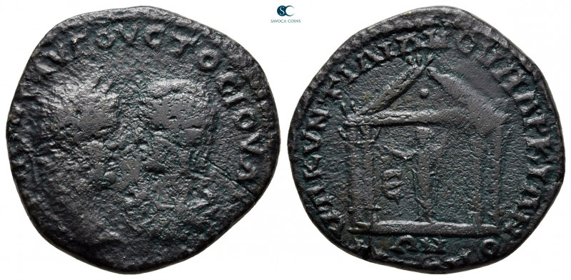 Moesia Inferior. Marcianopolis. Caracalla, with Julia Domna AD 198-217. 
Bronze...