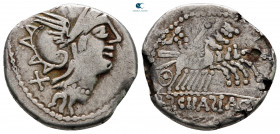 L. Scipio Asiagenus circa 103 BC.  Imitative hybrid denarius. Uncertain mint. Fourreè Denarius