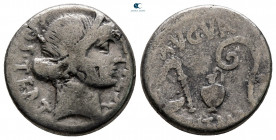 Julius Caesar 49-48 BC. Uncertain mint, possibly Utica. Denarius AR