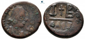 Justinian I AD 527-565. Alexandria. 12 Nummi Æ