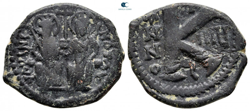 Justin II and Sophia AD 565-578. Theoupolis (Antioch)
Half Follis or 20 Nummi Æ...