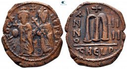 Phocas, with Leontia AD 602-610. Theoupolis (Antioch). Follis or 40 Nummi Æ