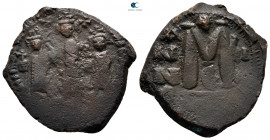 Heraclius, with Martina and Heraclius Constantine AD 610-641. Constantinople. Follis or 40 Nummi Æ