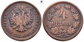 Austria. Franz Joseph I AD 1848-1916. 4 Kreuzer CU