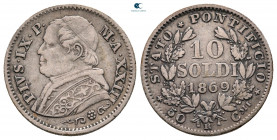 Italy. Papal State, Vatikan. Pius IX AD 1846-1878. 10 Soldi AR