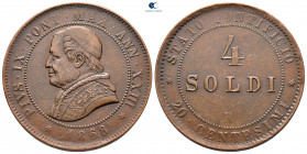 Italy. Papal State, Vatikan. Pius IX AD 1846-1878. 4 Soldi CU
