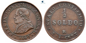Italy. Papal State, Vatikan. Pius IX AD 1846-1878. 1/2 Soldi CU