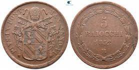 Italy. Papal State, Vatikan. Pius IX AD 1846-1878. 5 Baiocchi CU