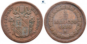 Italy. Papal State, Vatikan. Pius IX AD 1846-1878. 1/2 Baiocco CU