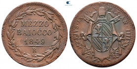 Italy. Papal State, Vatikan. Pius IX AD 1846-1878. 1/2 Baiocco CU