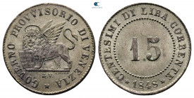 Italy. Venezia, Governo Provvisorio.  AD 1848-1849. 15 Centesimo MI