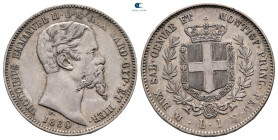 Italy. Kingdom of Sardinia. Vittorio Emanuele II AD 1849-1861. 1 Lira AR