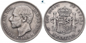 Spain. Alfonso XII AD 1874-1885. 5 Pesetas AR
