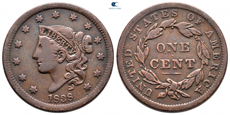 USA. AD 1838.
1 Cent CU

28 mm, 10,52 g



very fine
