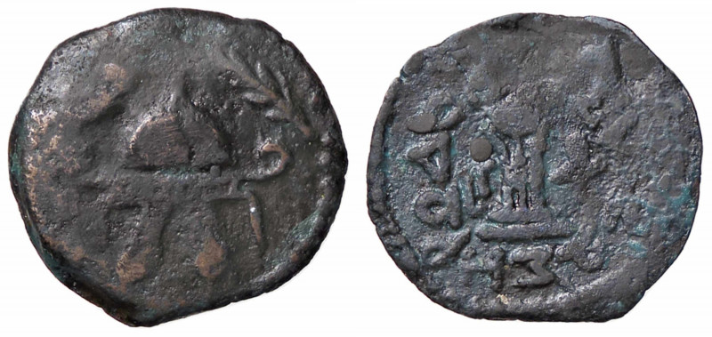 WAHRGRECHE - GIUDEA - Erode I (37-4 a.C.) - Prutah Sear 5523; Hendin 1169 R (AE ...