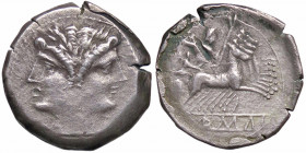 WAHRROMANE REPUBBLICANE - ANONIME - Monete romano-campane (280-210 a.C.) - Quadrigato B. 24; Cr. 28/3 (AG g. 5,33)
 

qBB