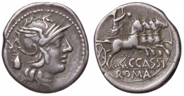 WAHRROMANE REPUBBLICANE - CASSIA - C. Cassius (126 a.C.) - Denario B. 1; Cr. 266/1 (AG g. 3,88)
 

bel BB