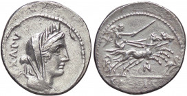 WAHRROMANE REPUBBLICANE - FABIA - C. Fabius C. f. Hadrianus (102 a.C.) - Denario B. 14; Cr. 322/1b (AG g. 3,73)
 

qSPL