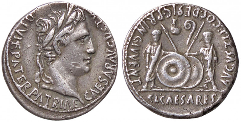WAHRROMANE IMPERIALI - Augusto (27 a.C.-14 d.C.) - Denario (Lugdunum) C. 43; RIC...