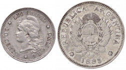 WAHRESTERE - ARGENTINA - Repubblica - 20 Centavos 1883 Kr. 27 AG
 

SPL/SPL+