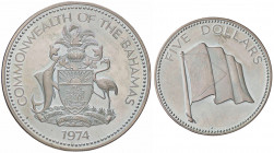 WAHRESTERE - BAHAMAS - Elisabetta II (1952) - 5 Dollari 1974 Kr. 67a AG
 

FS