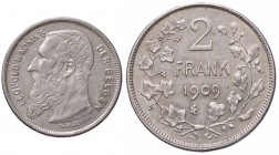 WAHRESTERE - BELGIO - Leopoldo II (1865-1909) - 2 Franchi 1909 Kr. 59 AG
 

bello SPL