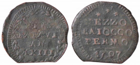 WAHRZECCHE ITALIANE - FERMO - Pio VI (1775-1799) - Mezzo baiocco 1797 A. XXIII CNI 26/7 R CU
 

BB