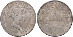 WAHRZECCHE ITALIANE - LUCCA - Elisa Bonaparte e Felice Baciocchi (1805-1814) - 5 Franchi 1808 Busti medi Pag. 254; Mont. 438 R AG
 

MB-BB