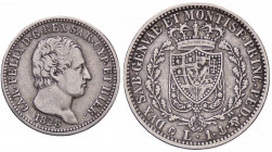 WAHRSAVOIA - Carlo Felice (1821-1831) - Lira 1828 G Pag. 103; Mont. 99 AG Segno sullo scudo
 Segno sullo scudo

qBB