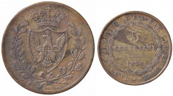WAHRSAVOIA - Carlo Felice (1821-1831) - 5 Centesimi 1826 T (L) Pag. 127; Mont. 130 CU
 

BB+